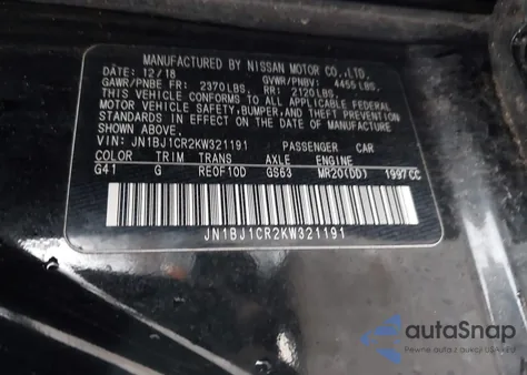 2019 Nissan Rogue Sport Sv z USA, uszkodzony, nr VIN JN1BJ1CR2KW321191